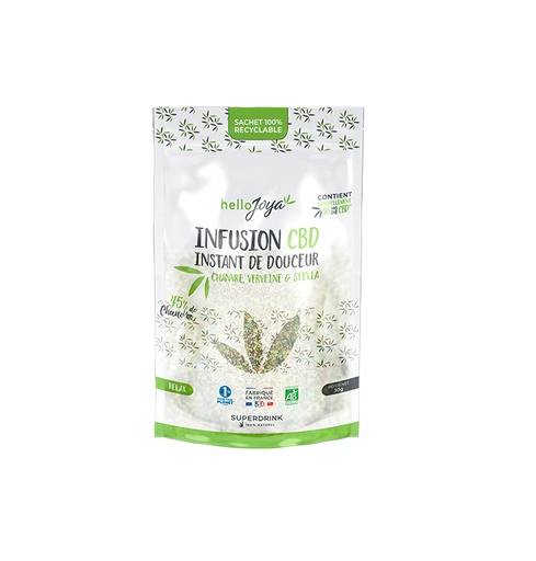 Carton de 9 - HJ - Infusion BIO CBD Instant Douceur  30g "produit issu de l'agriculture biologique et certifié biologique par Ecocert FR-BIO-01"